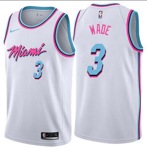 Men Miami Heat 3 Wade White City Edition Nike NBA Jerseys